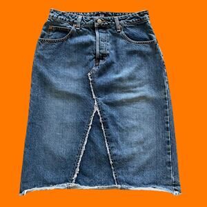 90's 00's vintage denim frayed y2k skirt Size 4 gap